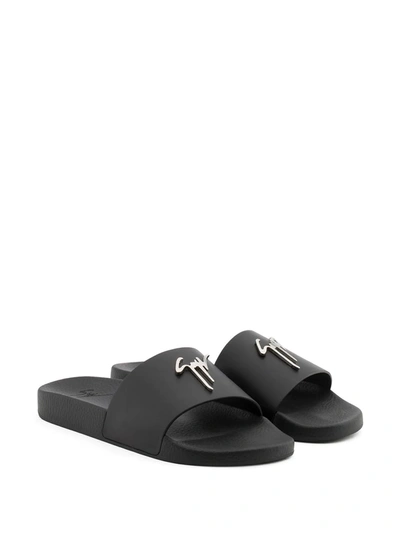 Shop Giuseppe Zanotti Brett Logo Slides In Black