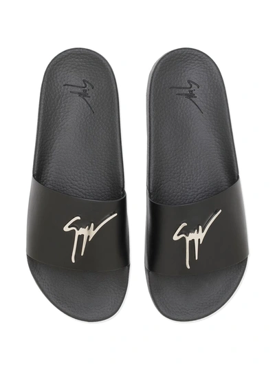 Shop Giuseppe Zanotti Brett Logo Slides In Black