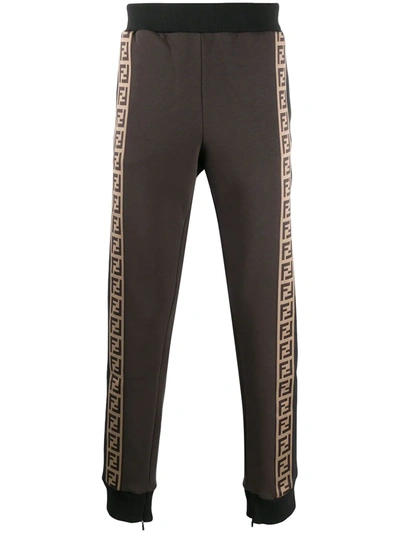 Shop Fendi Logo-stripe Track Pants In Black