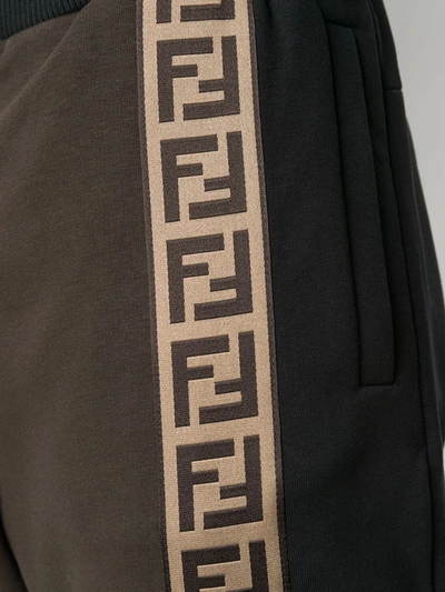 Shop Fendi Logo-stripe Track Pants In Black