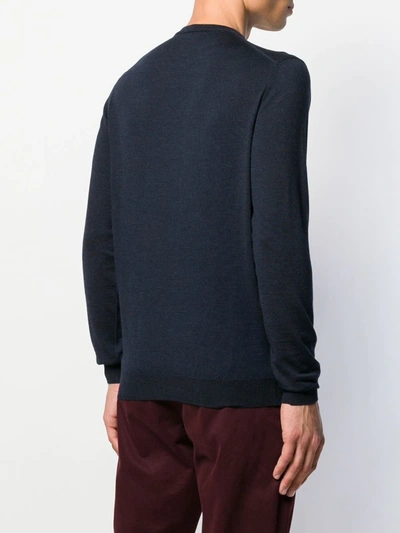 Shop Zanone Crew-neck Knit Sweater In Blue