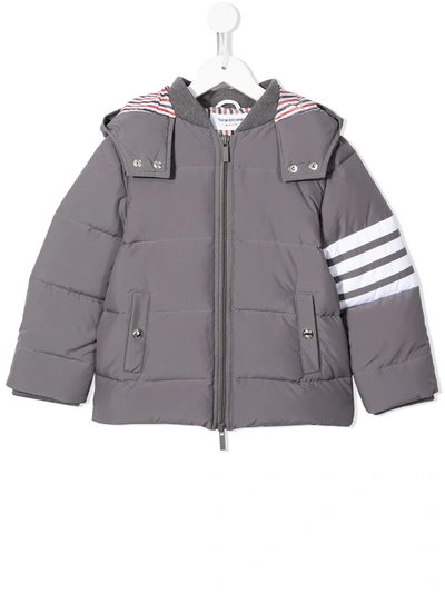 Thom Browne Downfilled Hooded 4-bar Parka In Grey