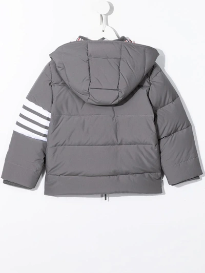 Shop Thom Browne Downfilled Hooded 4-bar Parka In Grey