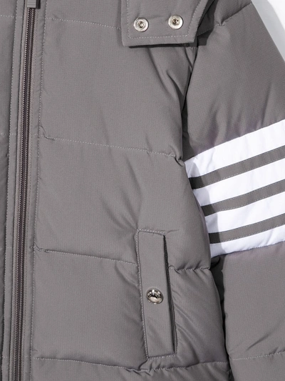 Shop Thom Browne Downfilled Hooded 4-bar Parka In Grey