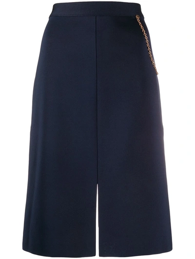 Shop Givenchy Chain Detailed Straight Skirt In Blue