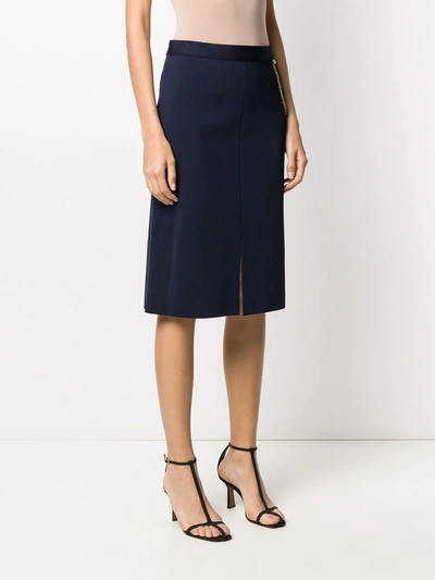 Shop Givenchy Chain Detailed Straight Skirt In Blue