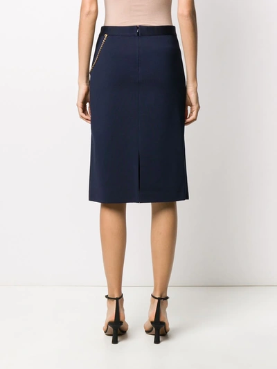 Shop Givenchy Chain Detailed Straight Skirt In Blue