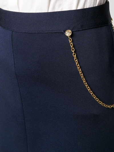 Shop Givenchy Chain Detailed Straight Skirt In Blue