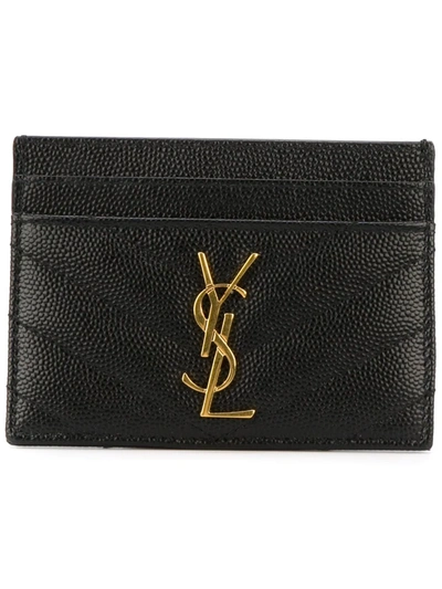 Shop Saint Laurent Monogram Quilted Cardholder In Black