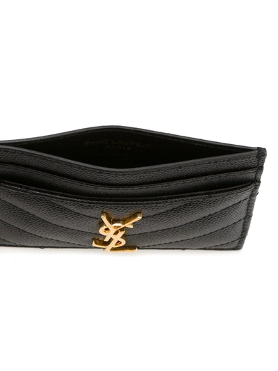 Saint Laurent Monogram Quilted Cardholder In Black