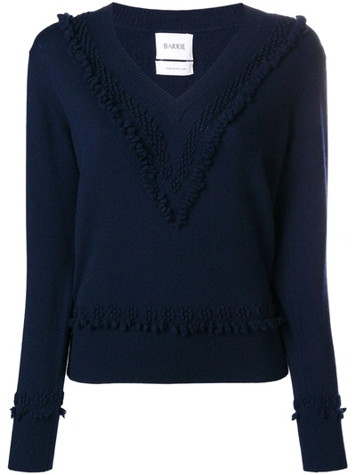 Shop Barrie Romantic Timeless Cashmere V Neck Pullover In Blue