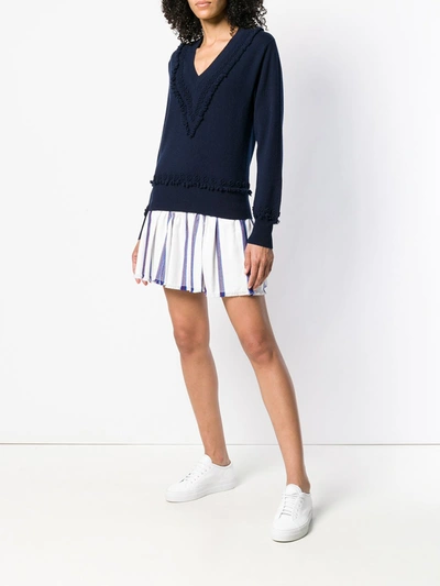 Barrie Romantic Timeless Cashmere V Neck Pullover In Blue