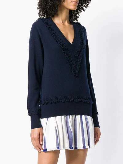 Shop Barrie Romantic Timeless Cashmere V Neck Pullover In Blue