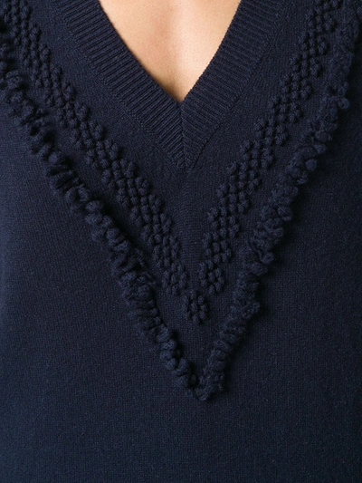 Barrie Romantic Timeless Cashmere V Neck Pullover In Blue