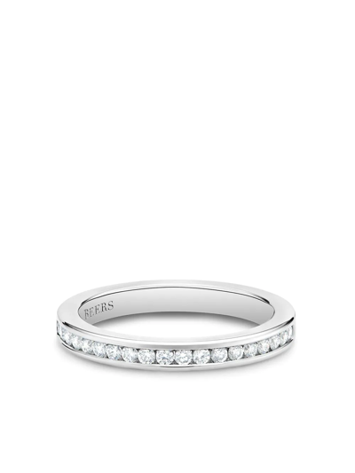 Shop De Beers Platinum Channel-set Half Eternity Diamond Band Ring In Silver