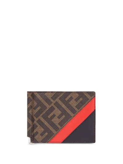 Shop Fendi Ff Motif Bi-fold Wallet In Brown