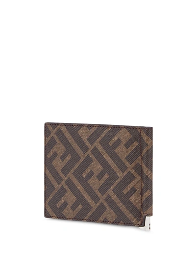 Shop Fendi Ff Motif Bi-fold Wallet In Brown