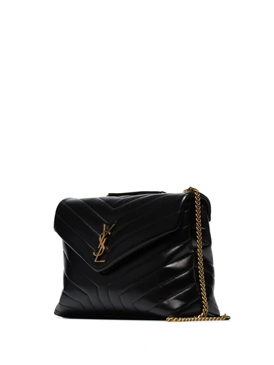 Shop Saint Laurent Medium Loulou Quilted Shoulder Bag In Black