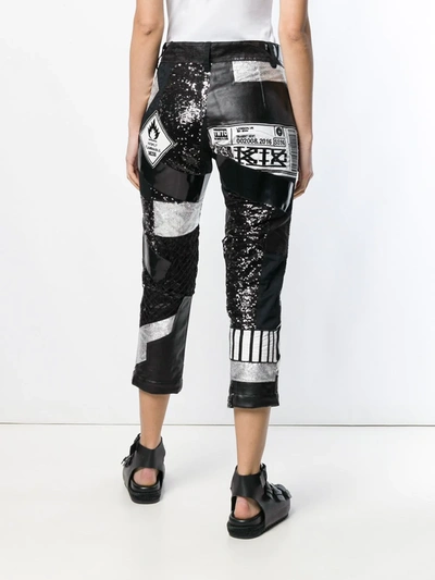 Shop Ktz Multi Fabric Patchwork Trousers In Black