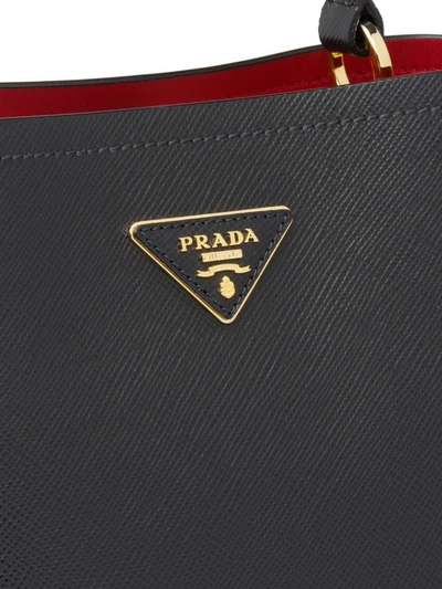 Prada Double Saffiano Leather Tote In Black