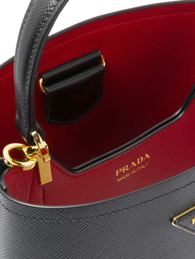 Prada Double Saffiano Leather Tote In Black