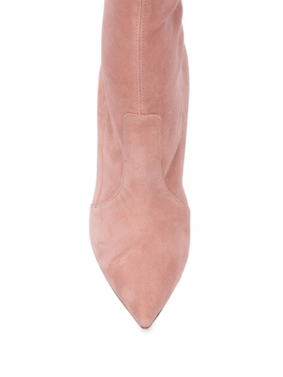 Shop Casadei Pointed Thigh-high Boots In Pink