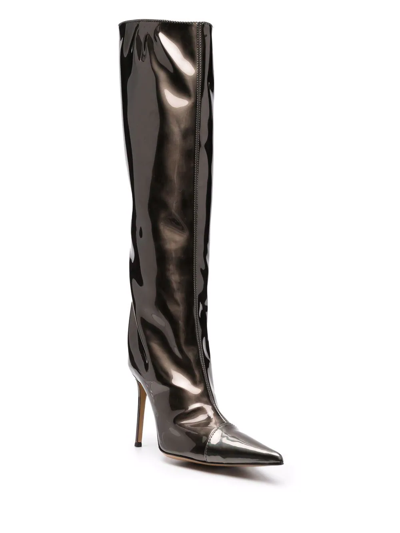 Shop Alexandre Vauthier 105mm Iridescent Knee-length Boots In Grün