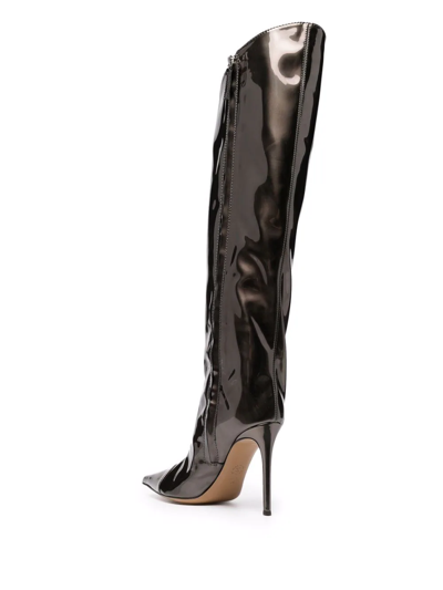 Shop Alexandre Vauthier 105mm Iridescent Knee-length Boots In Grün