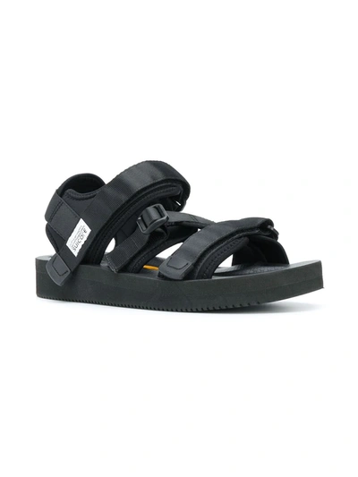 Shop Suicoke Hook & Loop Strappy Sandals In Black