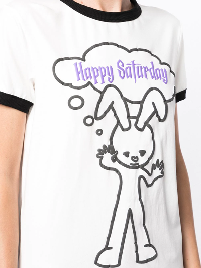 Shop Natasha Zinko Happy Saturday T-shirt In Weiss