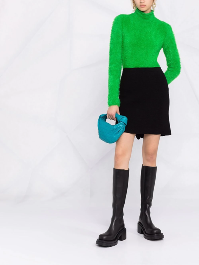 Shop Bottega Veneta Pleat-detail Knitted Mini Skirt In Black