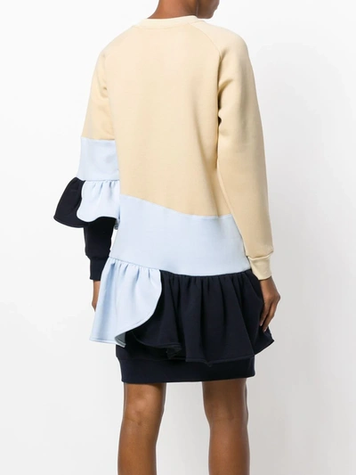 Shop Ioana Ciolacu Colour-block Frill Dress In Neutrals