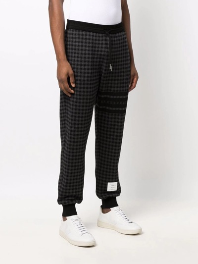 Shop Thom Browne Houndstooth-check Track Pants In Black
