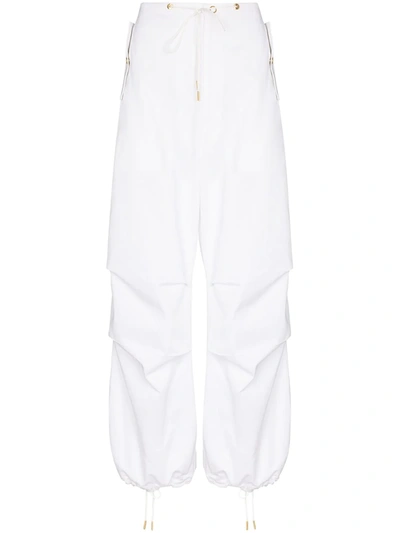 Shop Dion Lee Drawstring-waist Wide-leg Trousers In White