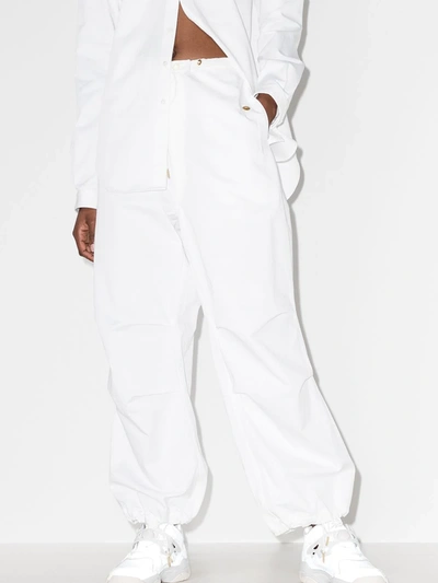 Shop Dion Lee Drawstring-waist Wide-leg Trousers In White