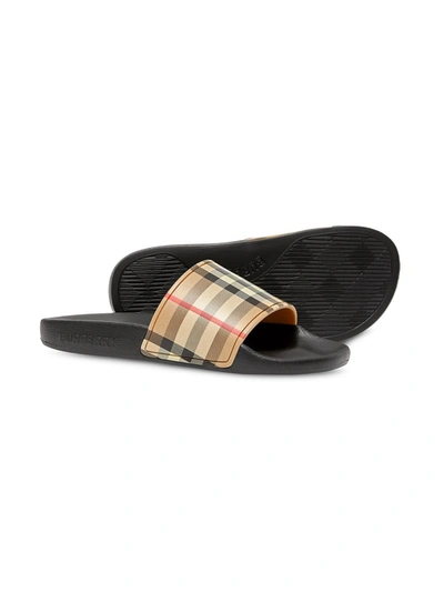 Shop Burberry Vintage Check Slide Sandals In Neutrals