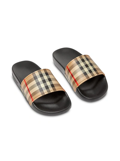 Shop Burberry Vintage Check Slide Sandals In Neutrals