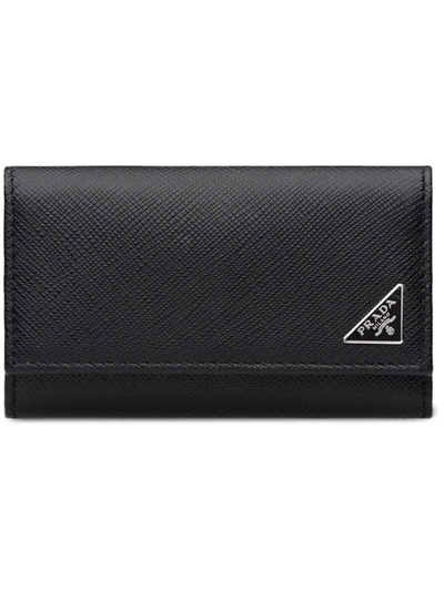 Shop Prada Keyholder Wallet In Black