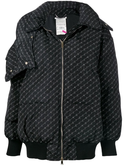 Shop Stella Mccartney Optical Monogram Quilted Jacket In Black