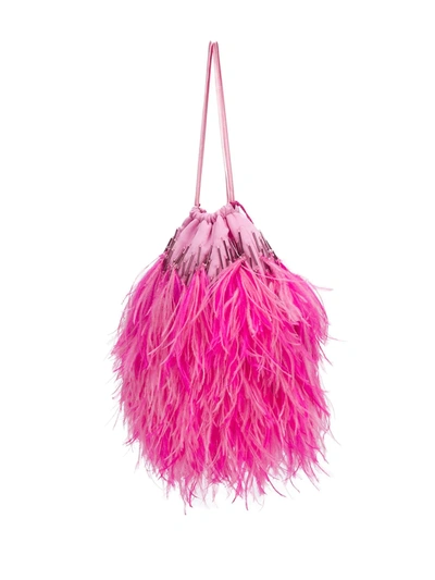 Shop Attico Feather Pouch In Pink