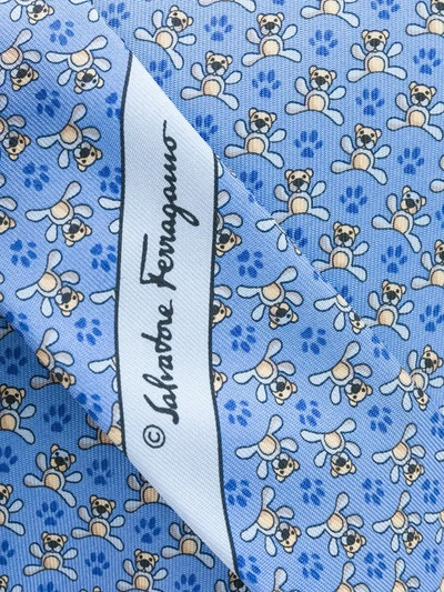Pre-owned Ferragamo 2000s Bear Print Tie In Blue