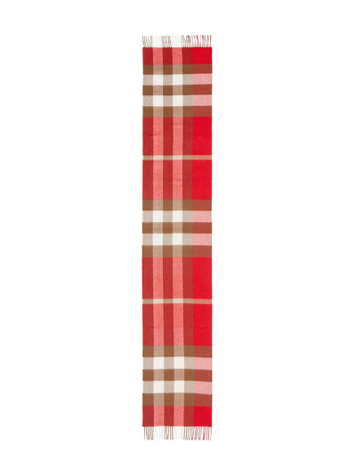 Shop Burberry Check Cashmere Scarf In Red