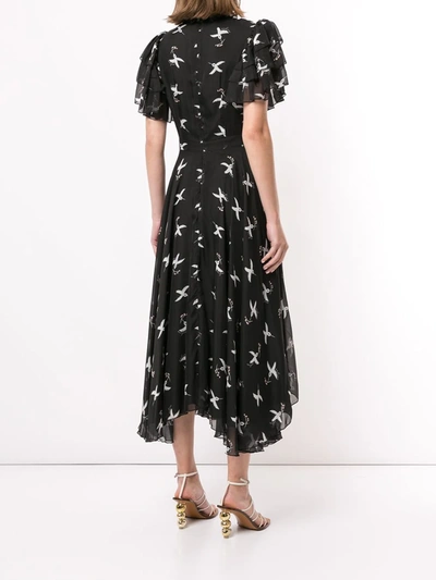 Shop Macgraw Flight Bird Print Dress In Black