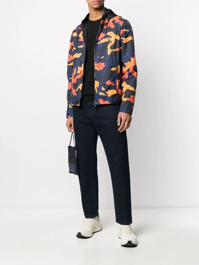 Shop Valentino Camouflage-print Reversible Windbreaker In Blue