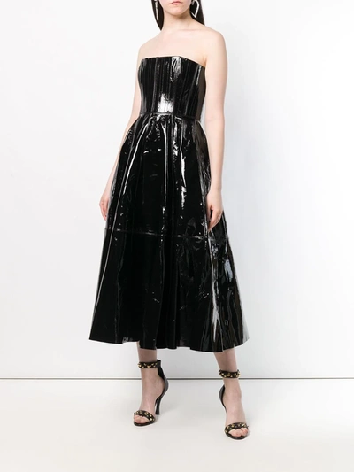 Shop Alex Perry Strapless Midi Dress In Black