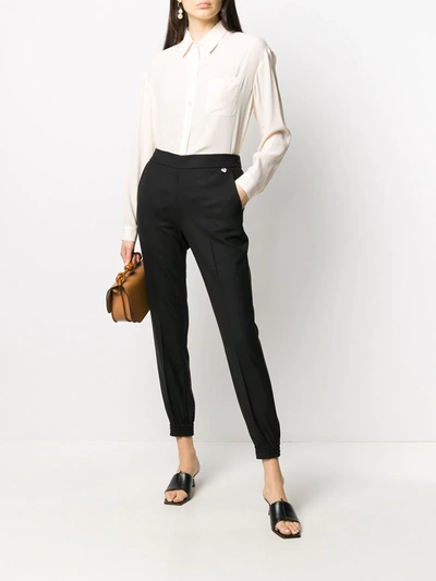 Shop Twinset Straight-leg Wool Trousers In Black