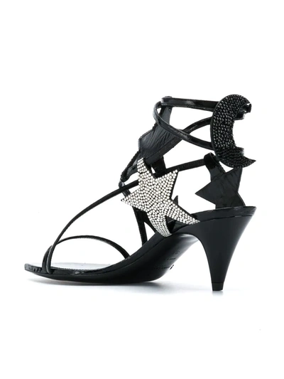 SAINT LAURENT STAR PATCH SANDALS - 黑色