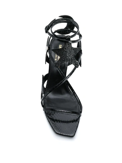 Shop Saint Laurent Star Patch Sandals In Black