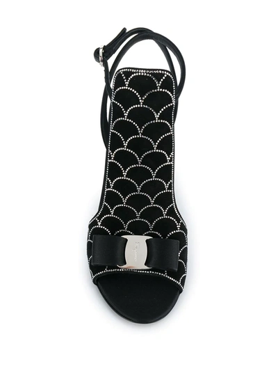 Shop Ferragamo Rhinestone Embellished Vara Sandals In Black
