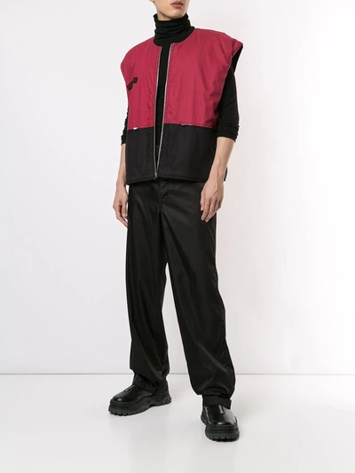 Pre-owned Issey Miyake 1980's Sports Line Blockcolour Waistcoat In Red